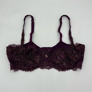 Savage x Fenty Lace Demi Bra Bralette Purple Plum Underwire 38DDD